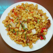 Stir Fried Chopped Noodles with Lamb 羊肉炒丁面